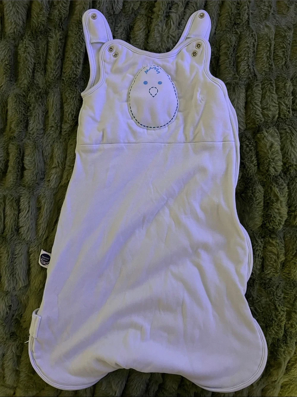 Nested Bean SleepSack - Sky Blue and Light Gray - Soft Sleeveless Swaddle 0-6mos